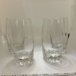 Italian lot of 4 Footed Drinking Glasses Elegant Clear Glass Tumblers Set